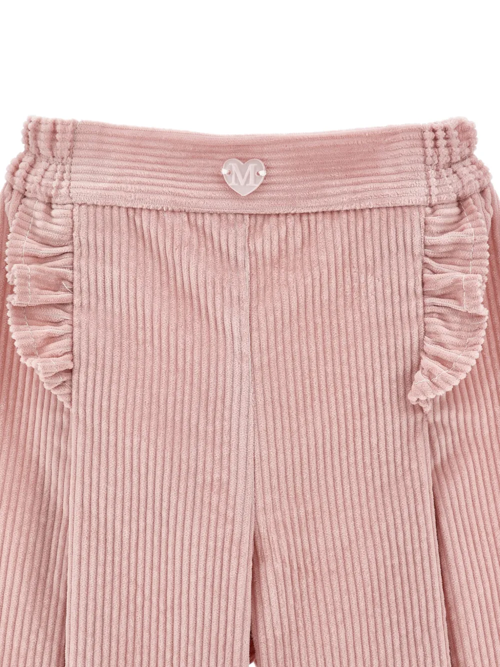 Monnalisa Ribfluwelen broek met ruches Roze