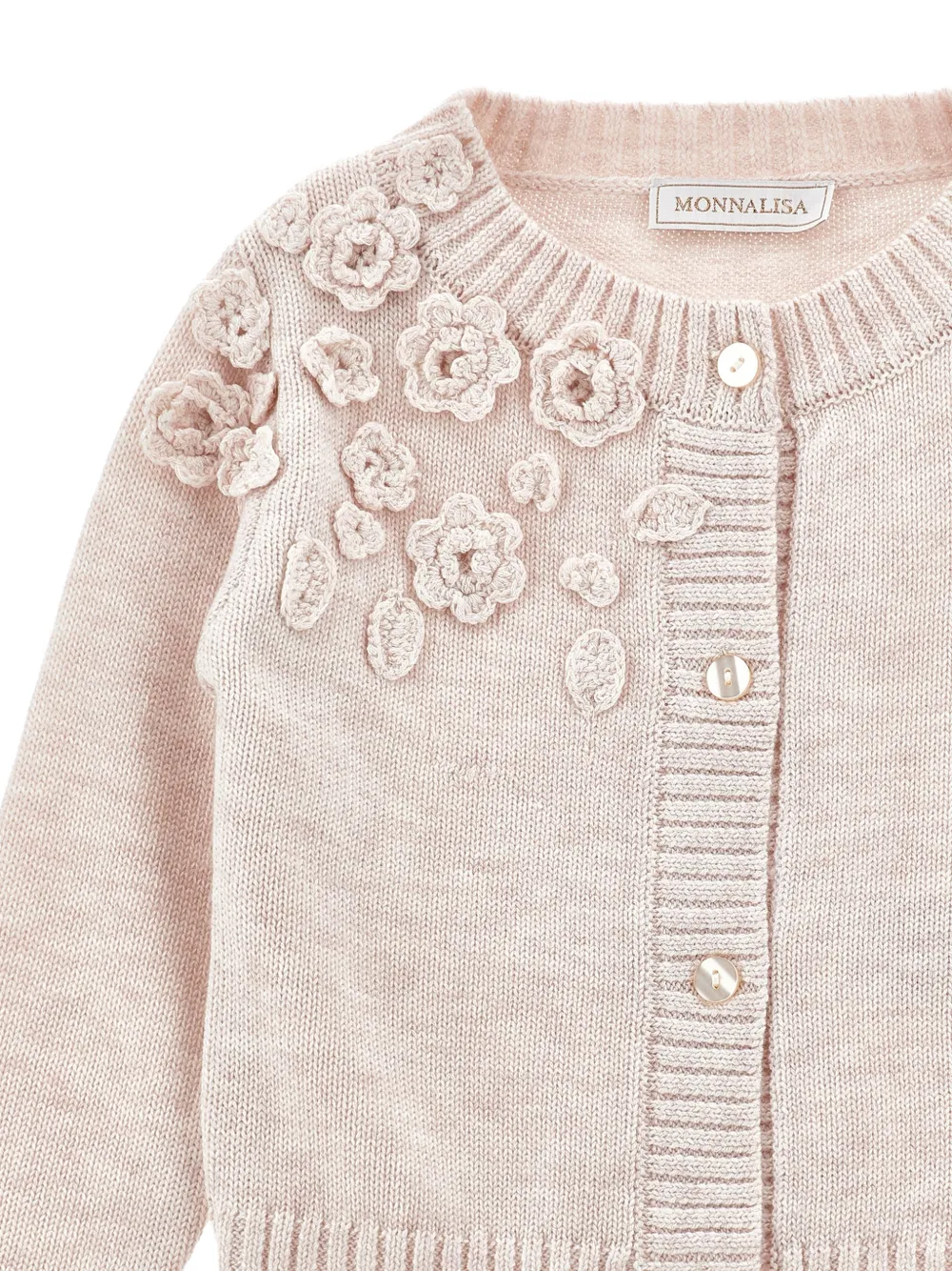 Monnalisa Vest met gehaakte bloemen Roze