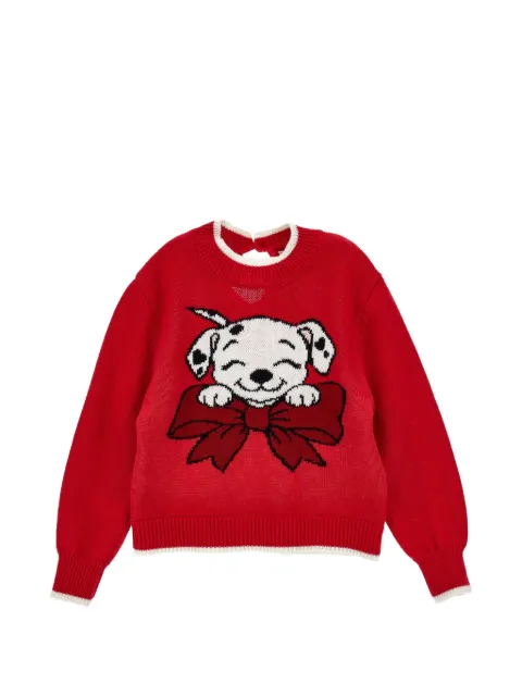 Monnalisa dalmatian-intarsia sweater