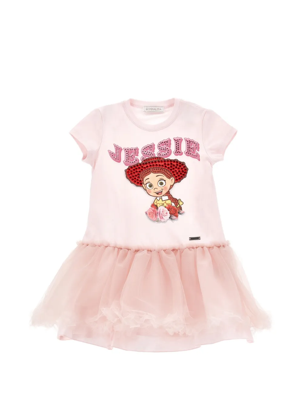 Monnalisa crystal-embellished tulle-skirt dress - Rosa