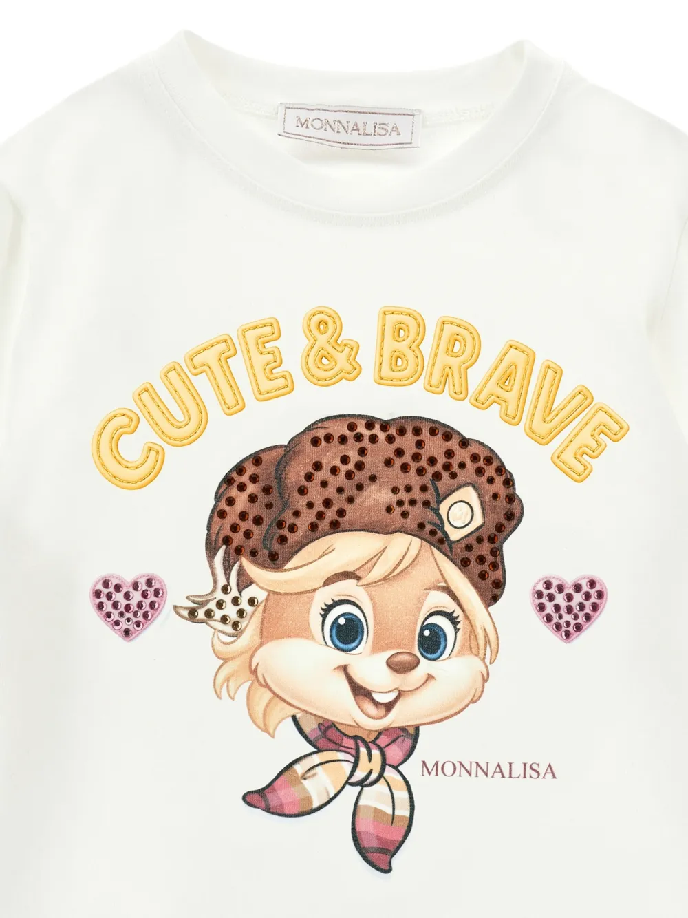 Monnalisa T-shirt met stras Wit