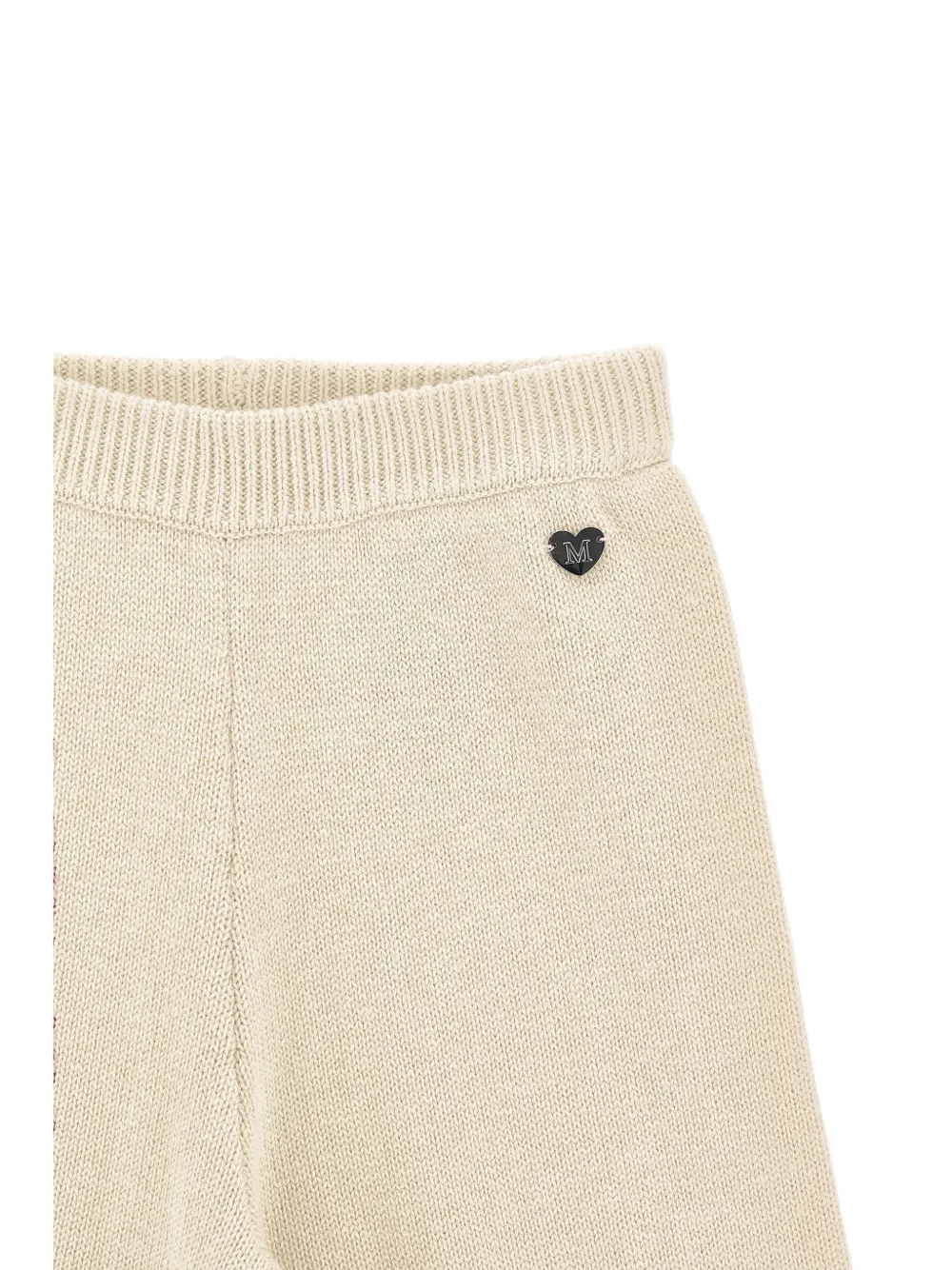 Monnalisa Gebreide broek met logoplakkaat Beige