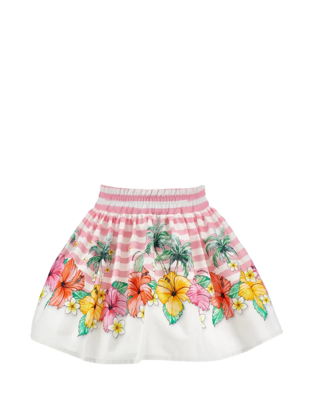 Monnalisa floral-print striped skirt - Bianco