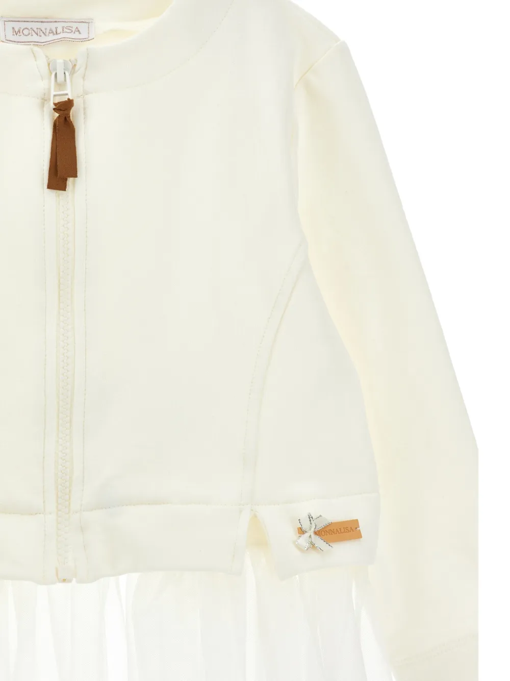 Monnalisa Hoodie met ruches en rits Beige