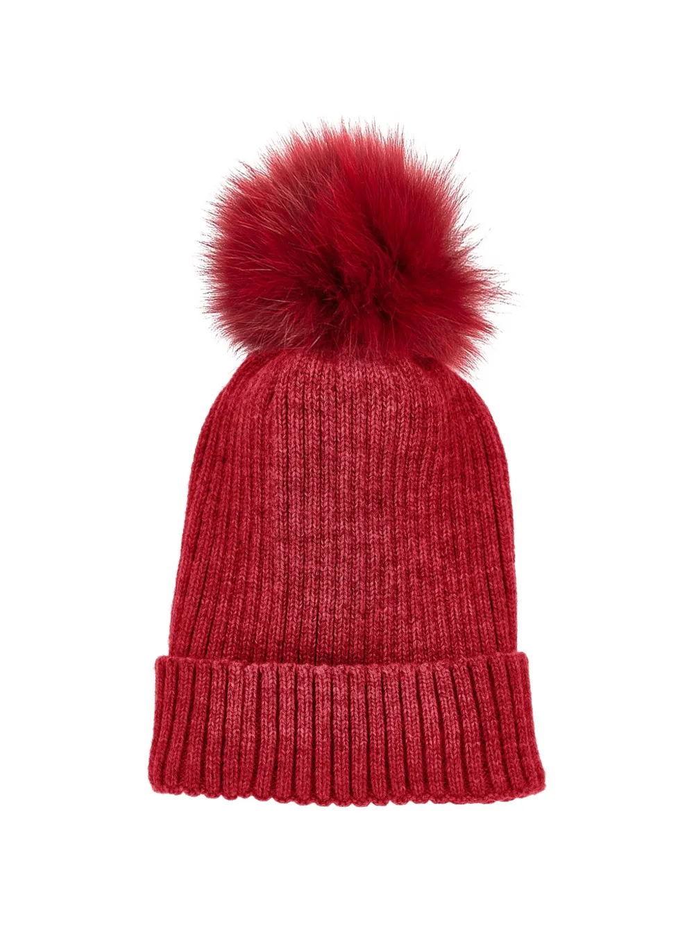Monnalisa Muts met teddybeerapplicatie en pompon Rood