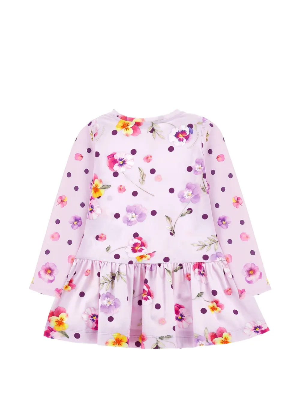 Monnalisa Jurk met bloemen-print en stippen Paars