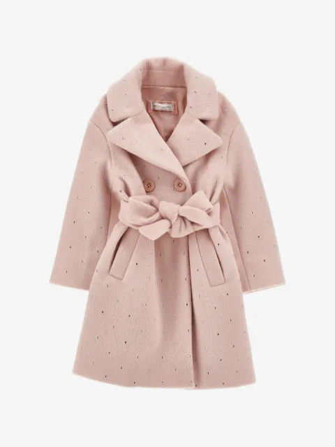 Monnalisa rhinestone-embellished belted coat