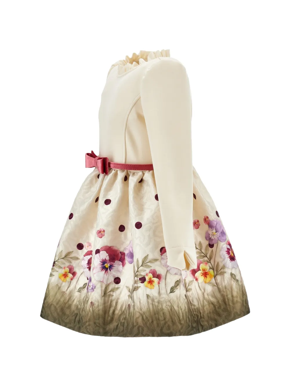 Monnalisa Jurk met bloemenprint en ruches Beige