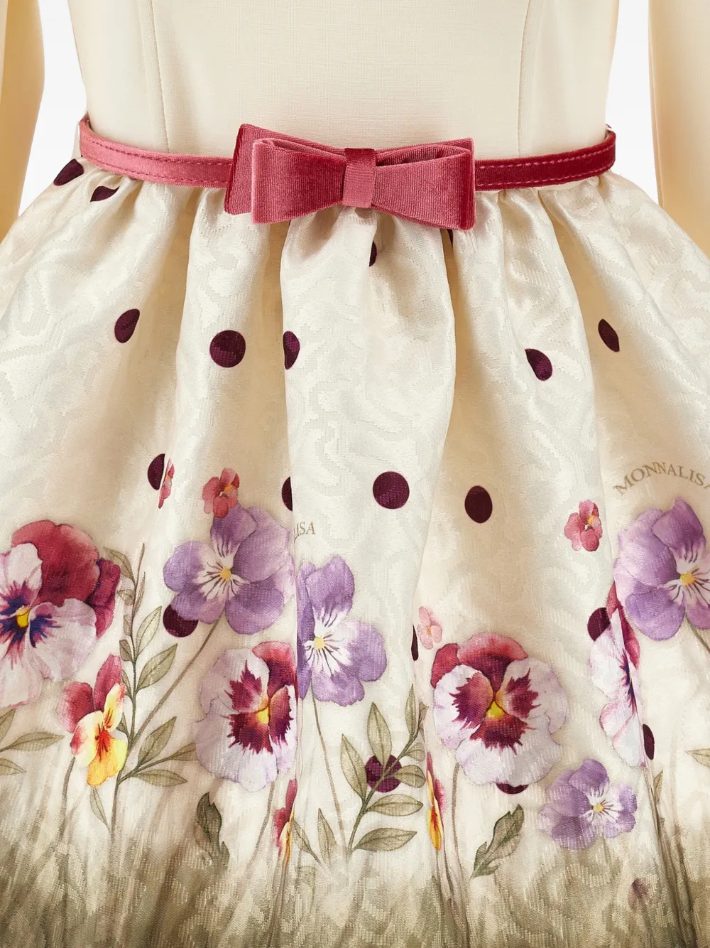 Monnalisa Jurk met bloemenprint en ruches Beige