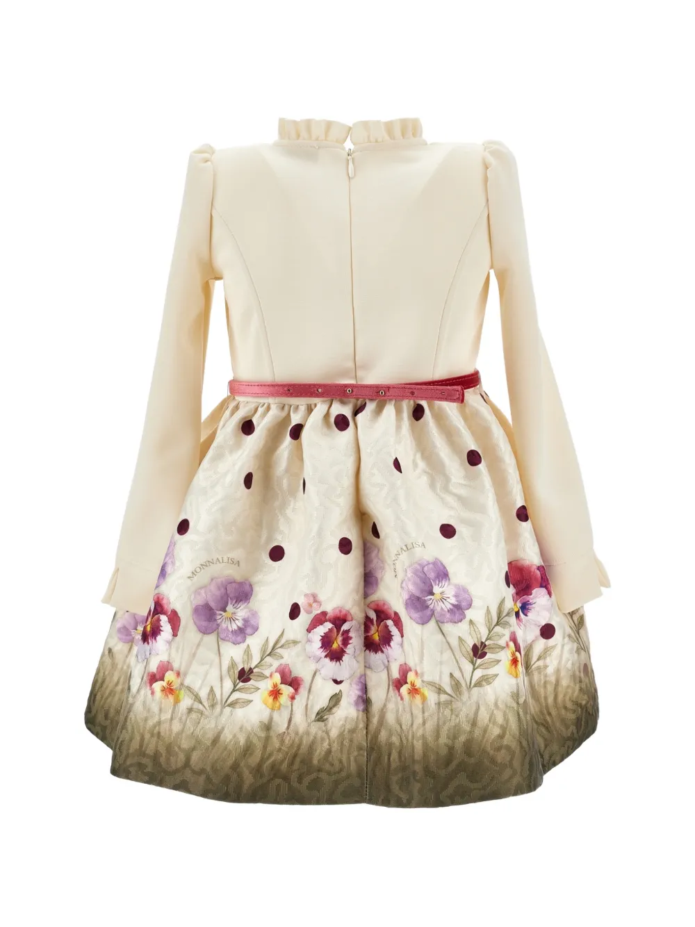 Monnalisa Jurk met bloemenprint en ruches Beige