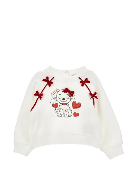 Monnalisa bow-detail graphic-print sweatshirt
