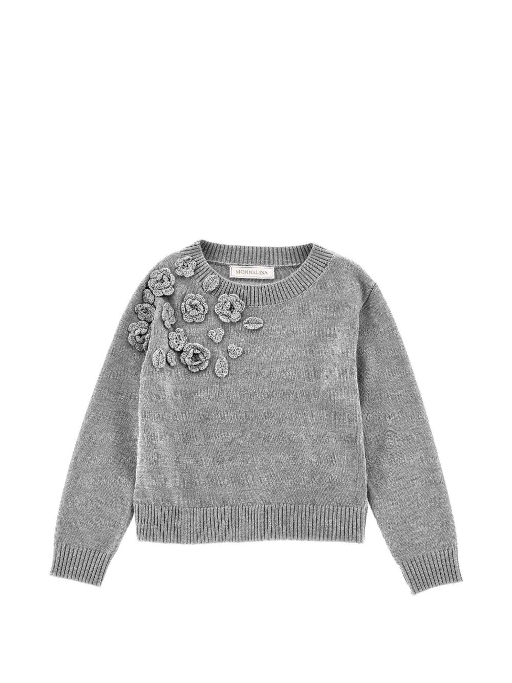 Monnalisa floral-embellished sweater - Grigio