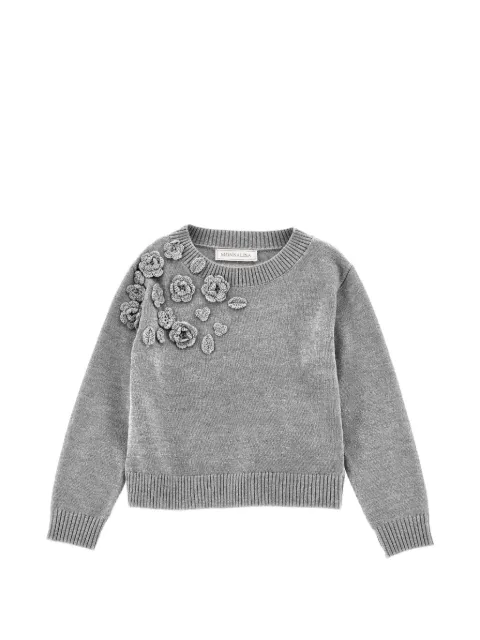 Monnalisa floral-embellished sweater