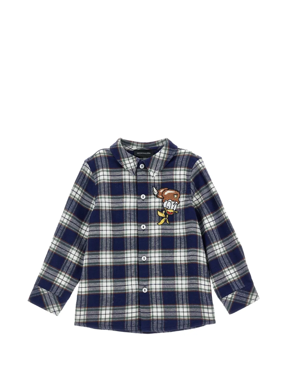 Monnalisa Camicia a quadri con ricamo - Blu