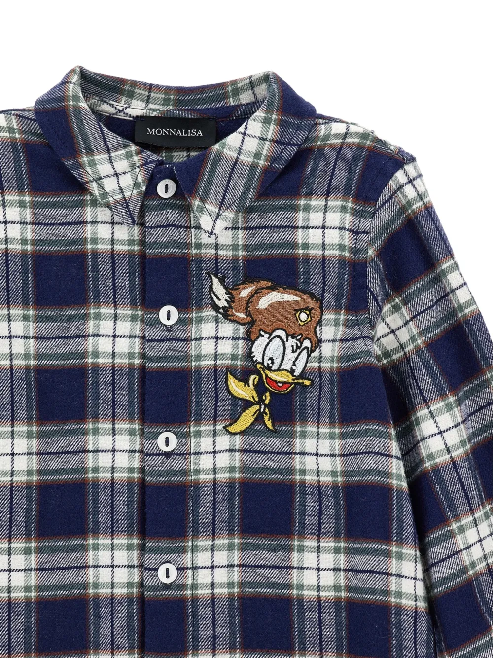 Monnalisa Geruit shirt met borduurwerk Blauw