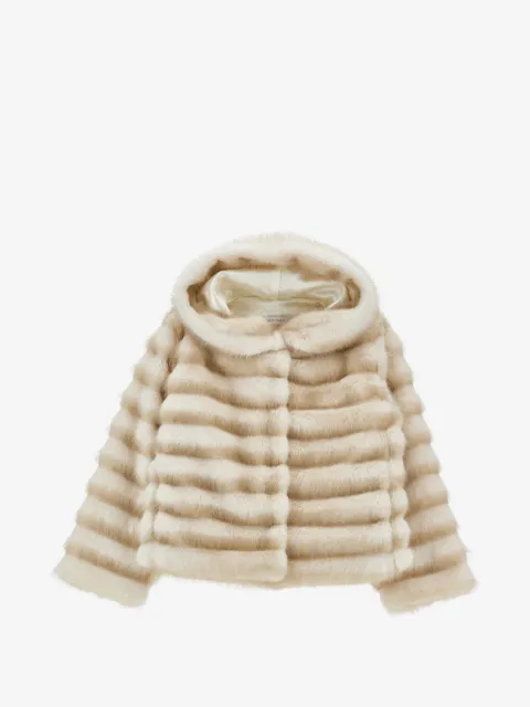 Monnalisa hooded faux-fur jacket