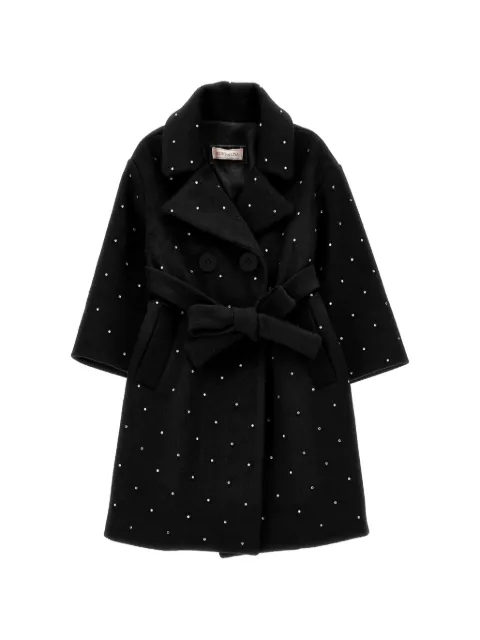 Monnalisa rhinestone-embellished belted coat