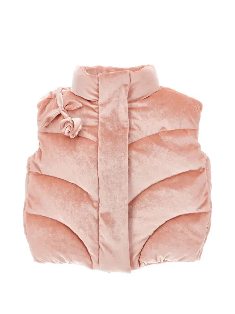 Monnalisa floral-detail chevron-quilted gilet