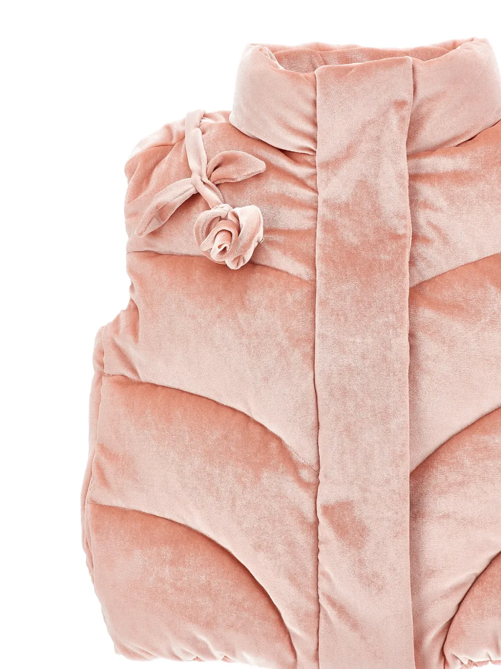 Monnalisa Bodywarmer met bloemdetail en chevron streep Roze