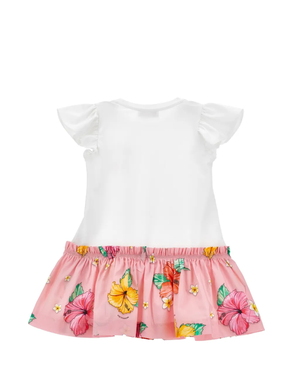 Monnalisa Jurk met bloemenprint en ruches Wit