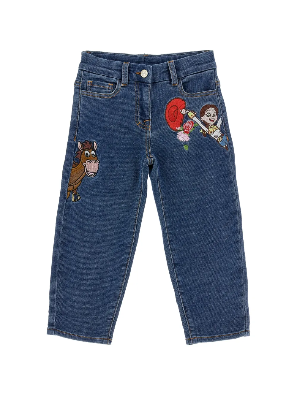 Monnalisa Jeans dritti con ricamo - Blu
