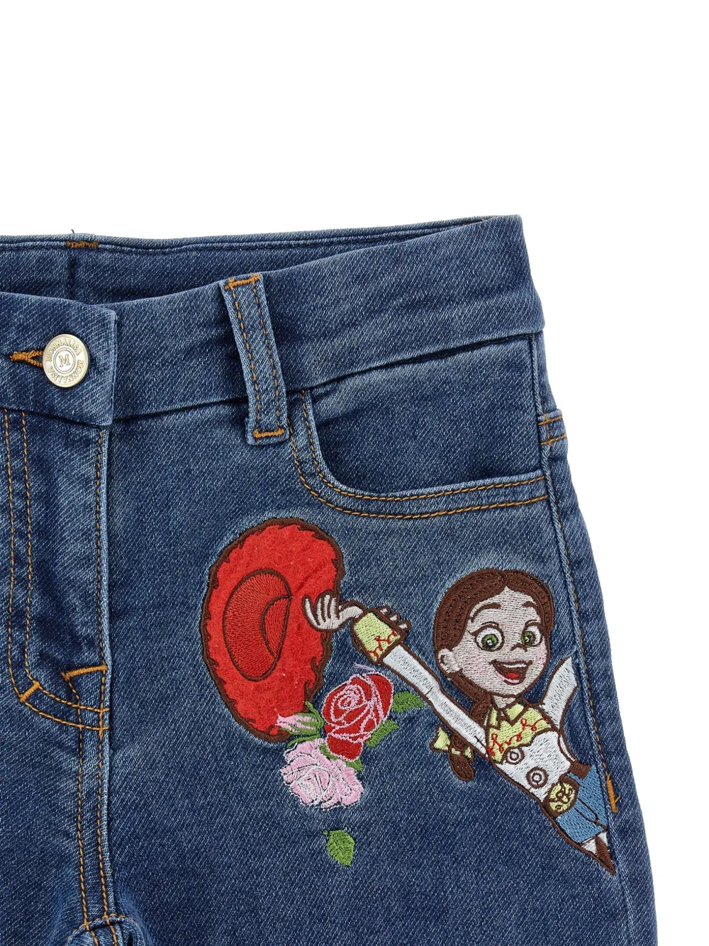 Monnalisa Straight jeans met geborduurde patch Blauw