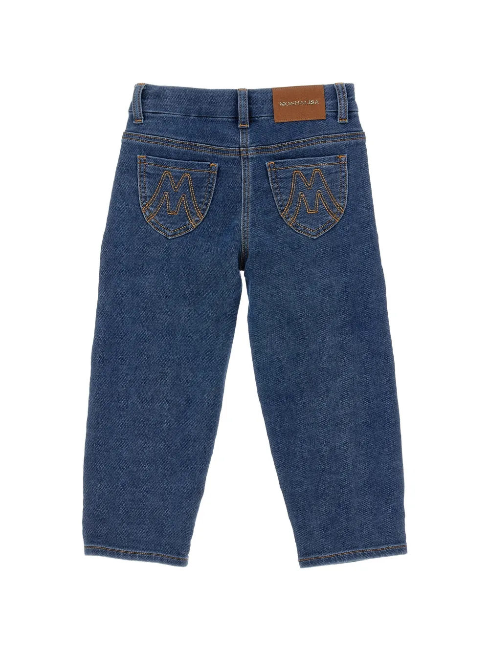 Monnalisa Straight jeans met geborduurde patch Blauw