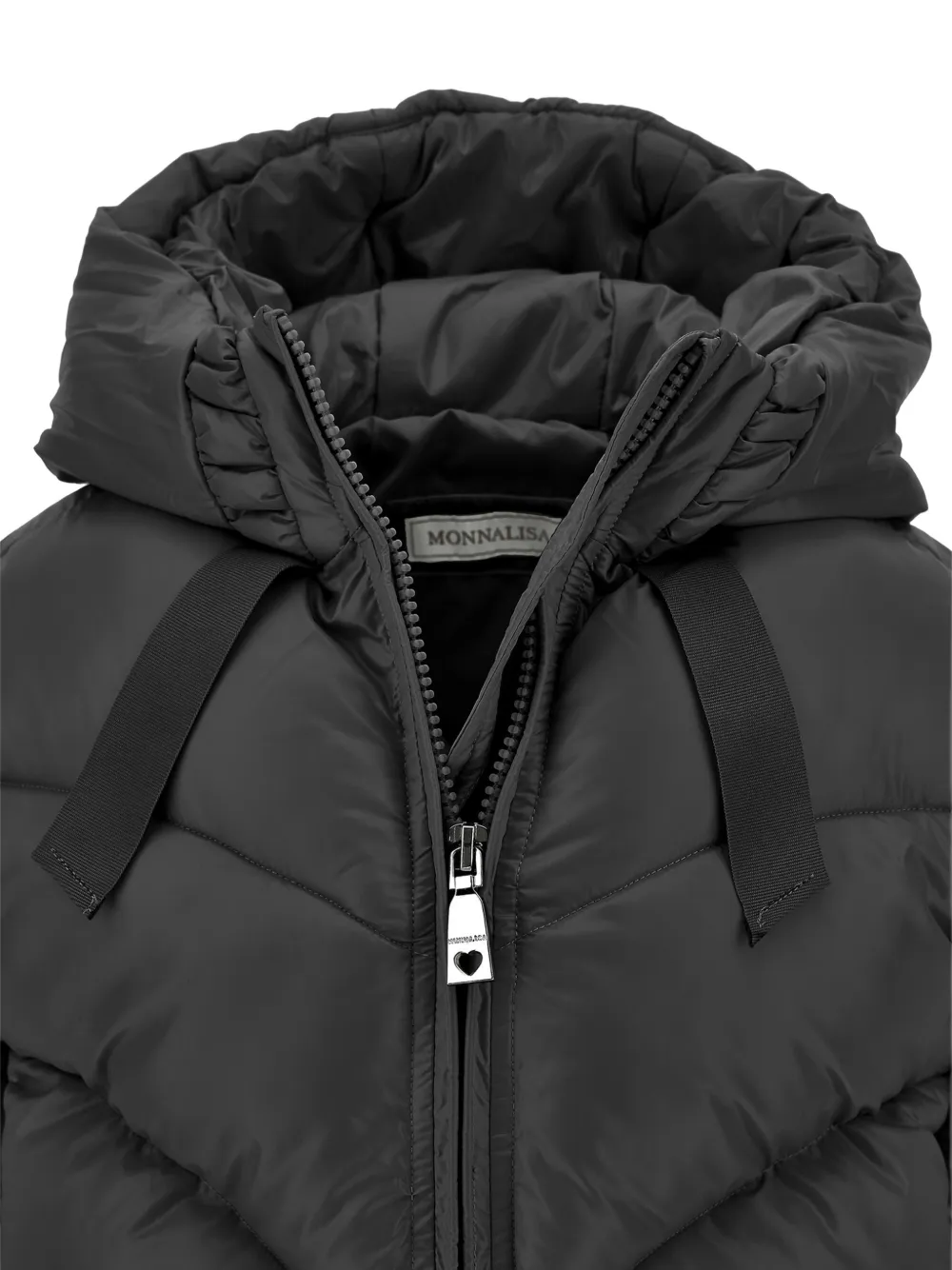 Monnalisa Jack met capuchon en chevron-patroon Zwart