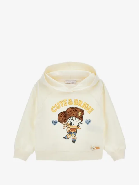 Monnalisa hoodie con logo de detalles strass