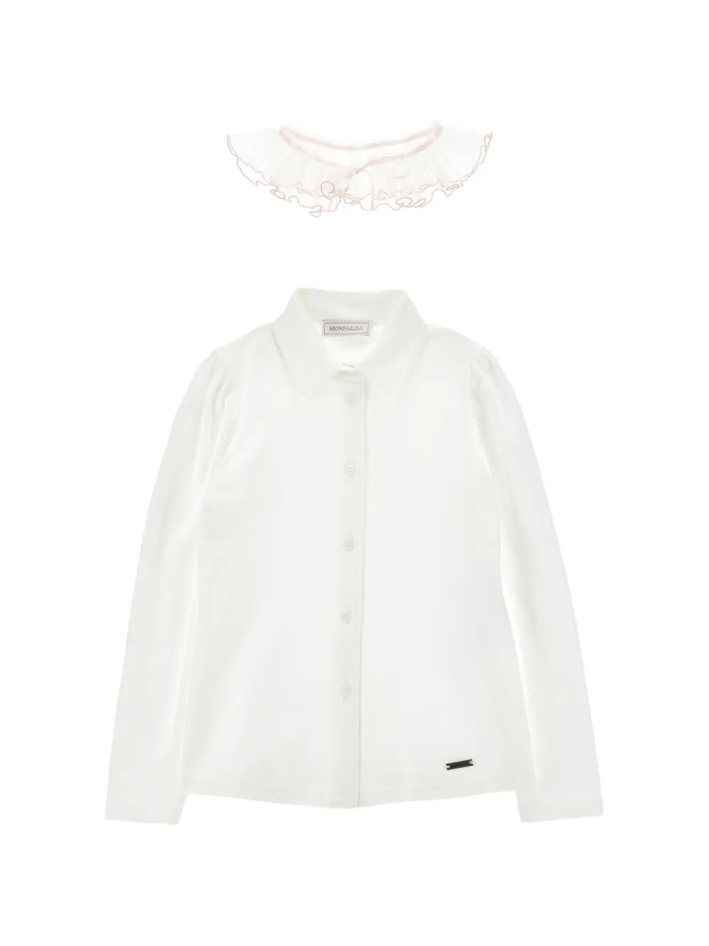 Monnalisa Shirt met ruchekraag Wit