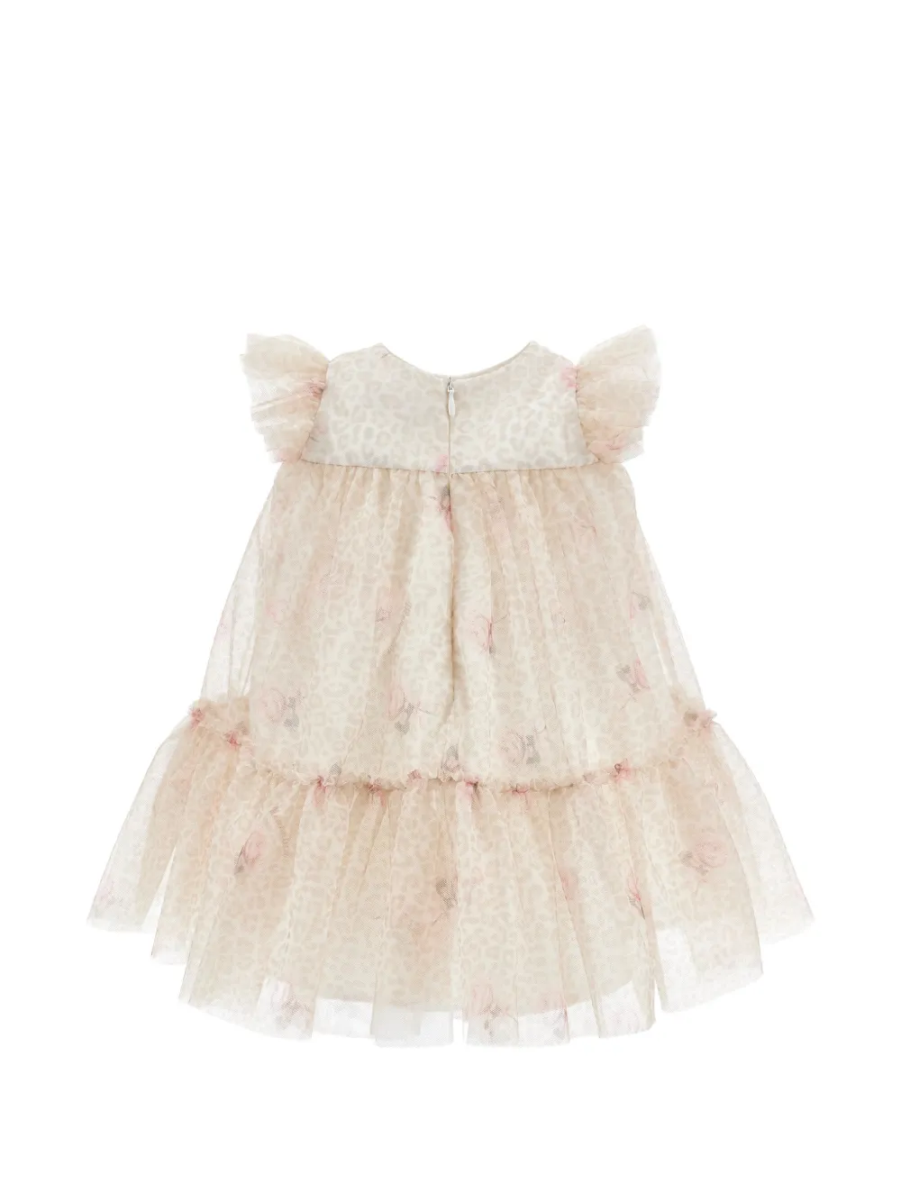Monnalisa Jurk met luipaardprint en bloemenprint Beige