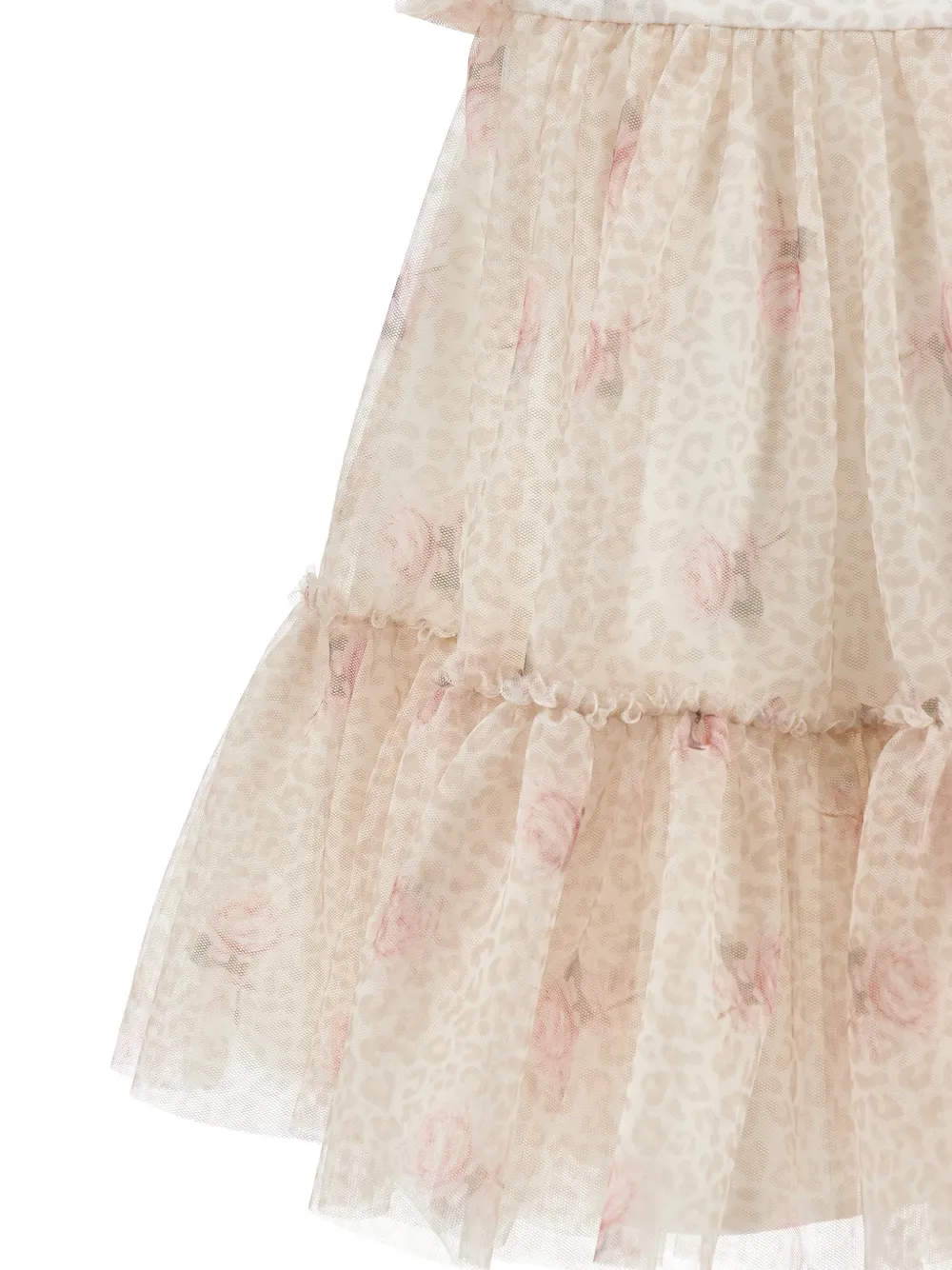 Monnalisa Jurk met luipaardprint en bloemenprint Beige