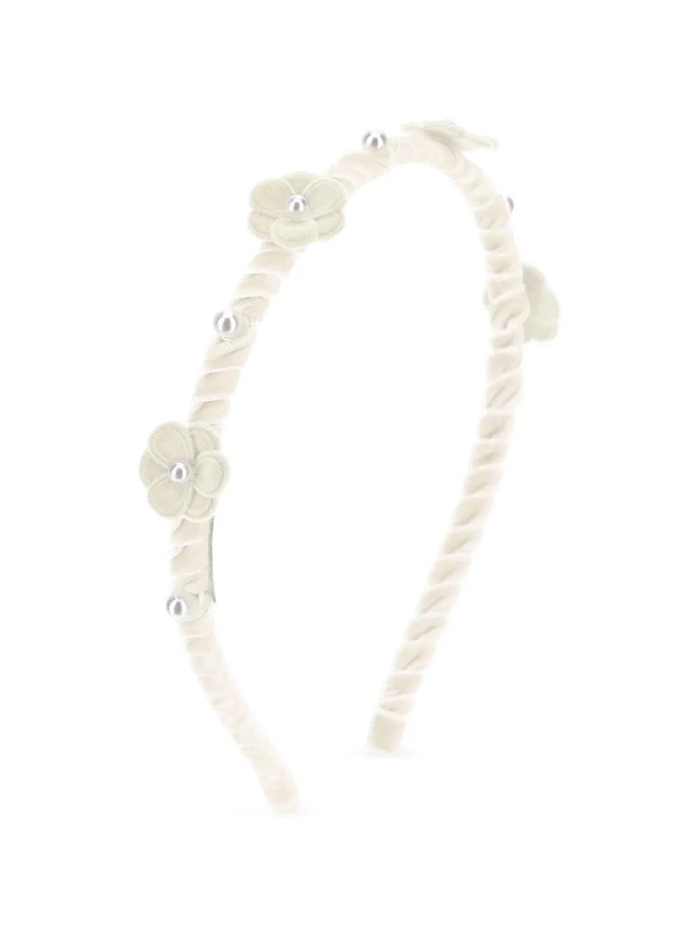 Monnalisa Haarband verfraaid met bloemen en parel Beige