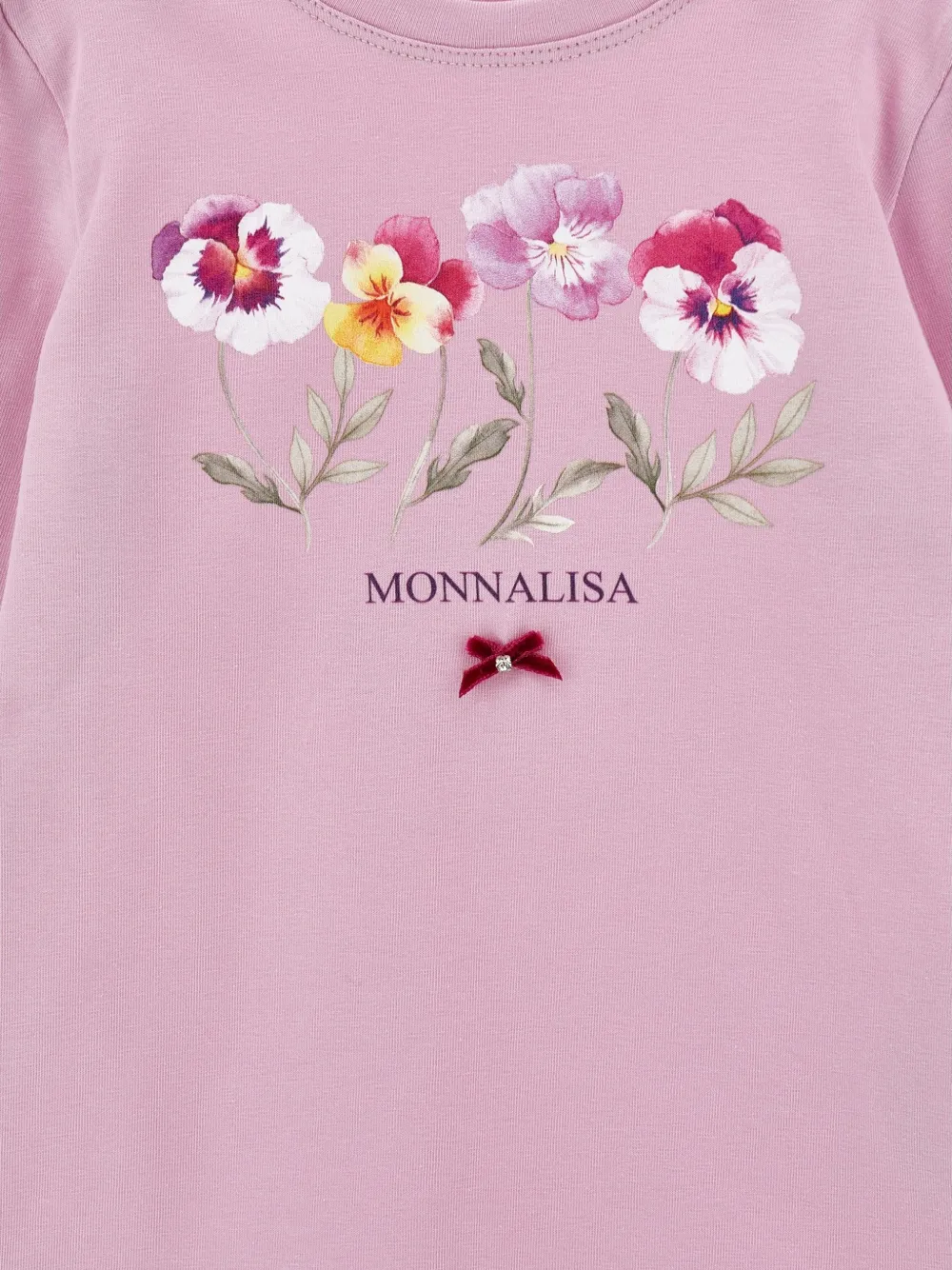 Monnalisa T-shirt met bloemenprint en strikdetail Roze