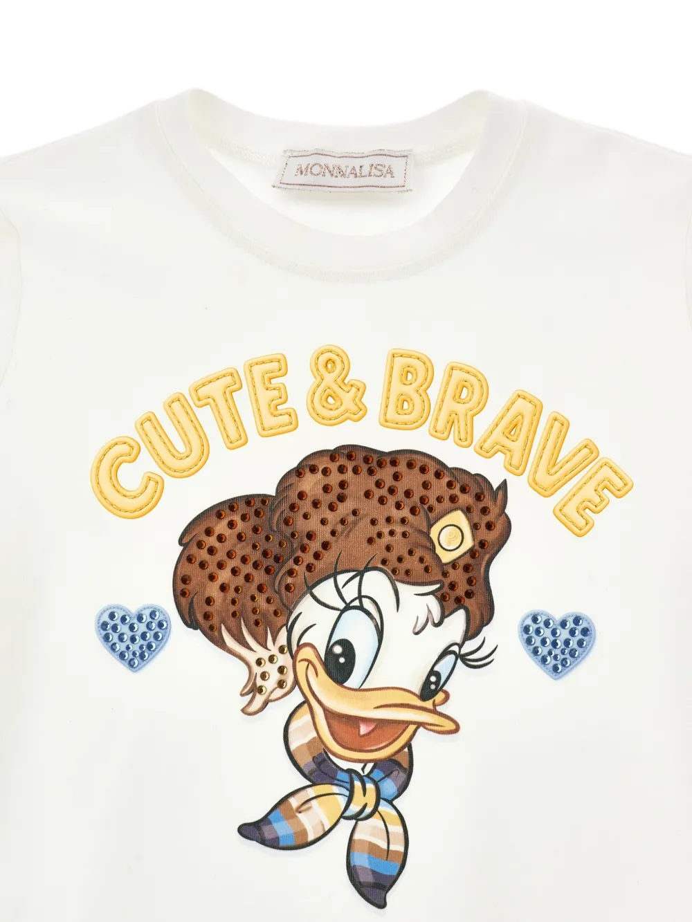 Monnalisa Daisy Duck T-shirt verfraaid met kristallen Beige