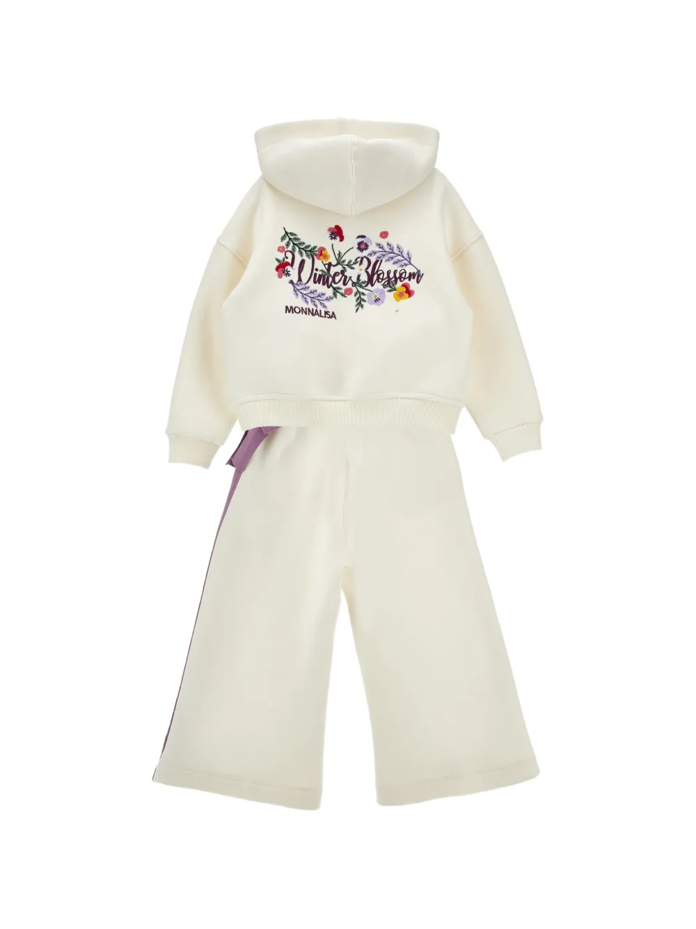 Monnalisa Trainingspak met geborduurde bloemen Beige