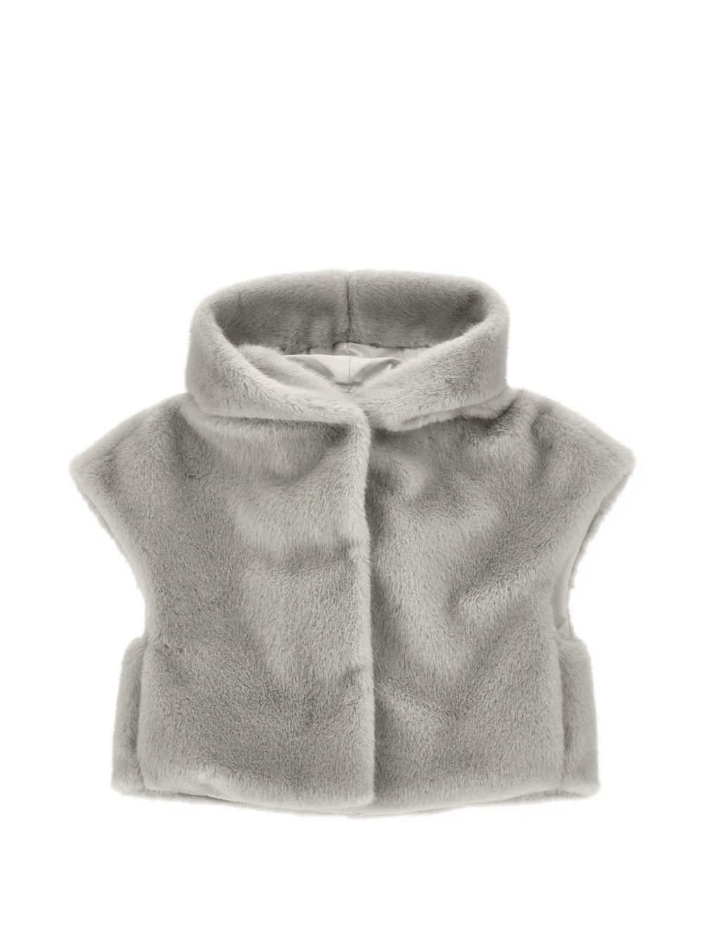 Monnalisa Gilet con cappuccio in pelliccia sintetica - Grigio