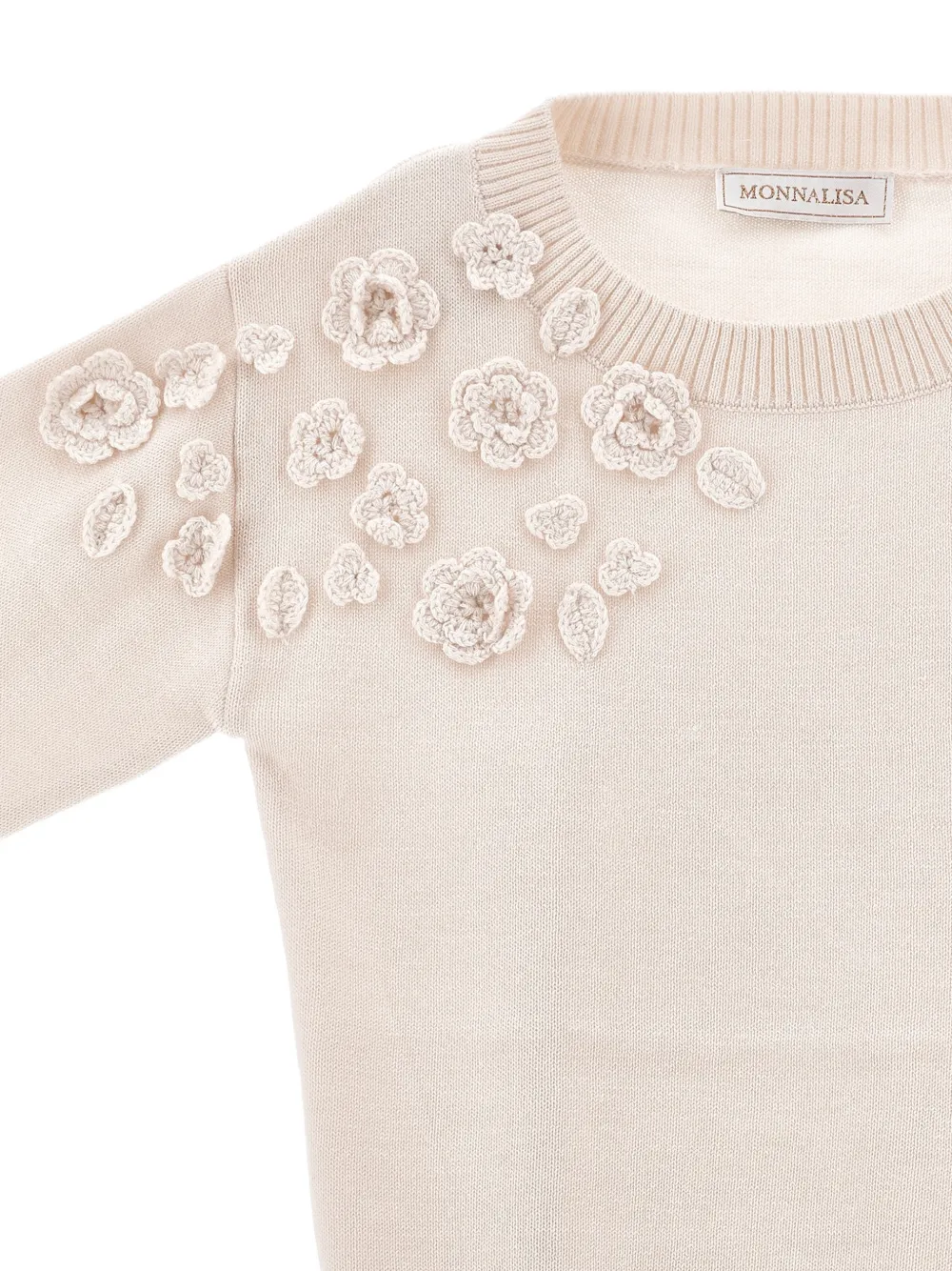 Monnalisa Trui met bloemapplicatie Beige