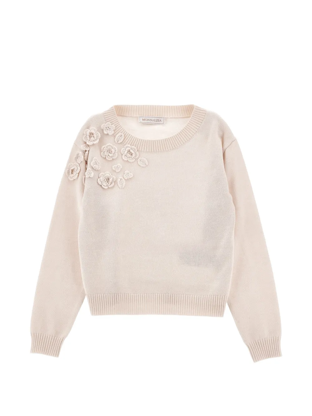 Monnalisa floral-appliqué sweater - Toni neutri