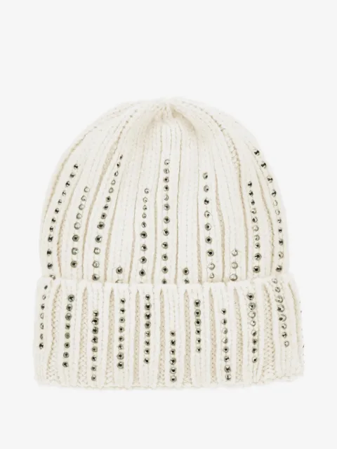 Monnalisa rhinestone-embellished ribbed-knit beanie hat