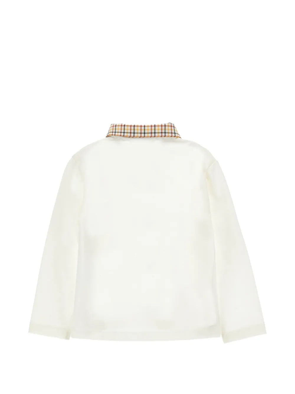 Monnalisa Poloshirt met geruite afwerking en borduurwerk Beige
