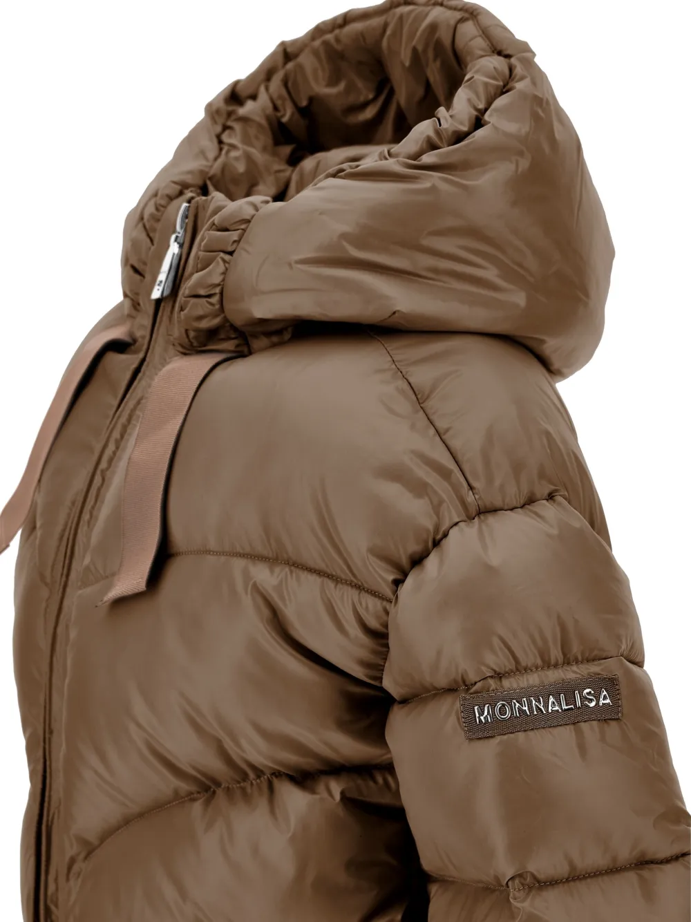 Monnalisa Jack met capuchon en chevron-patroon Bruin