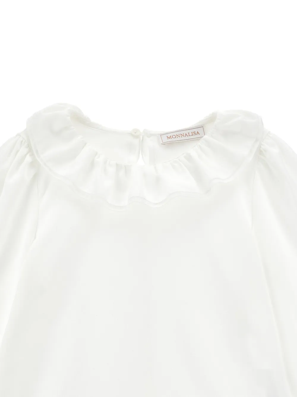 Monnalisa T-shirt met ruchekraag Wit