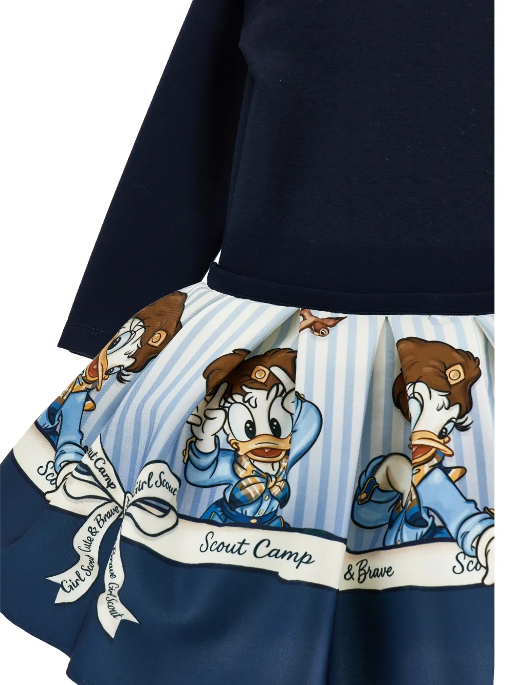 Monnalisa Jurk met ruchekraag en print Blauw