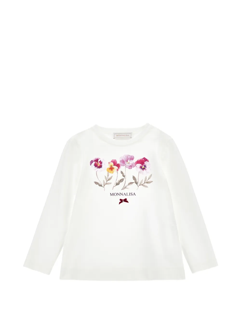 Monnalisa T-shirt a fiori con maniche lunghe - Bianco
