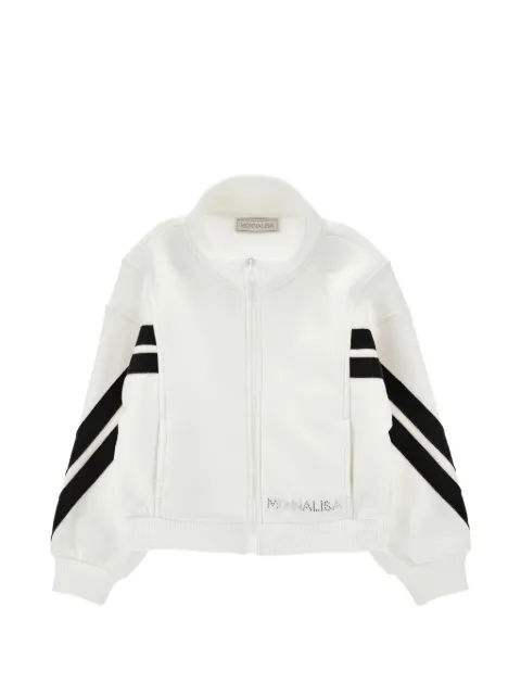 Monnalisa stripe-detail zip-up sweater