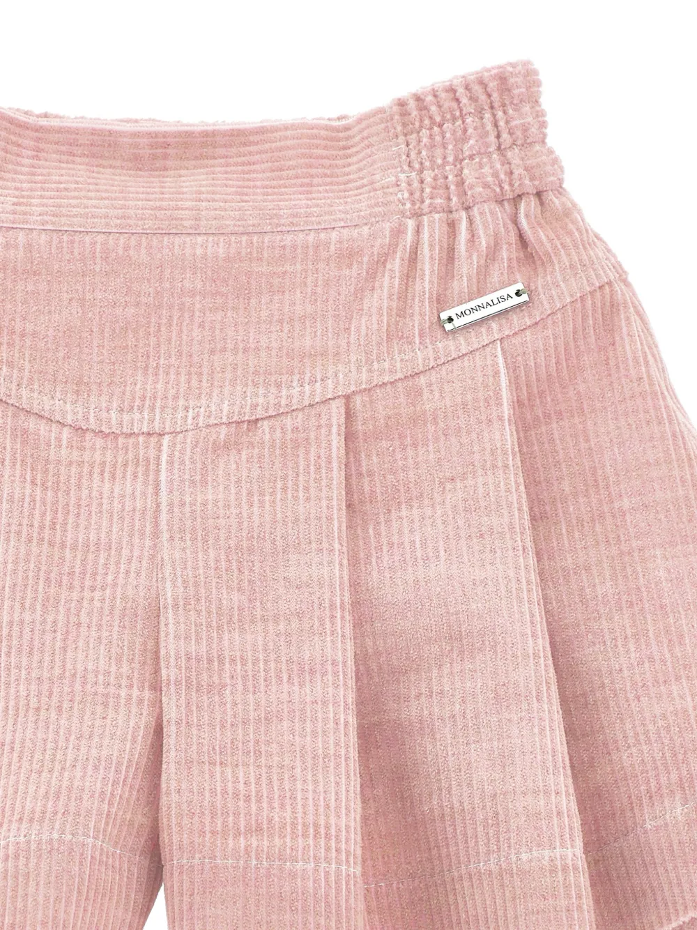 Monnalisa Ribfluwelen geplooide shorts Roze