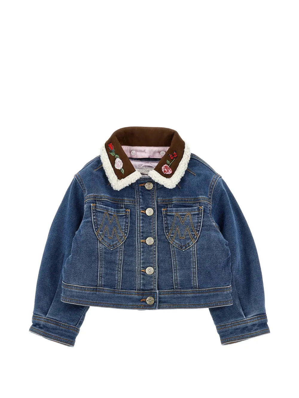 Monnalisa Giacca denim con ricamo - Blu