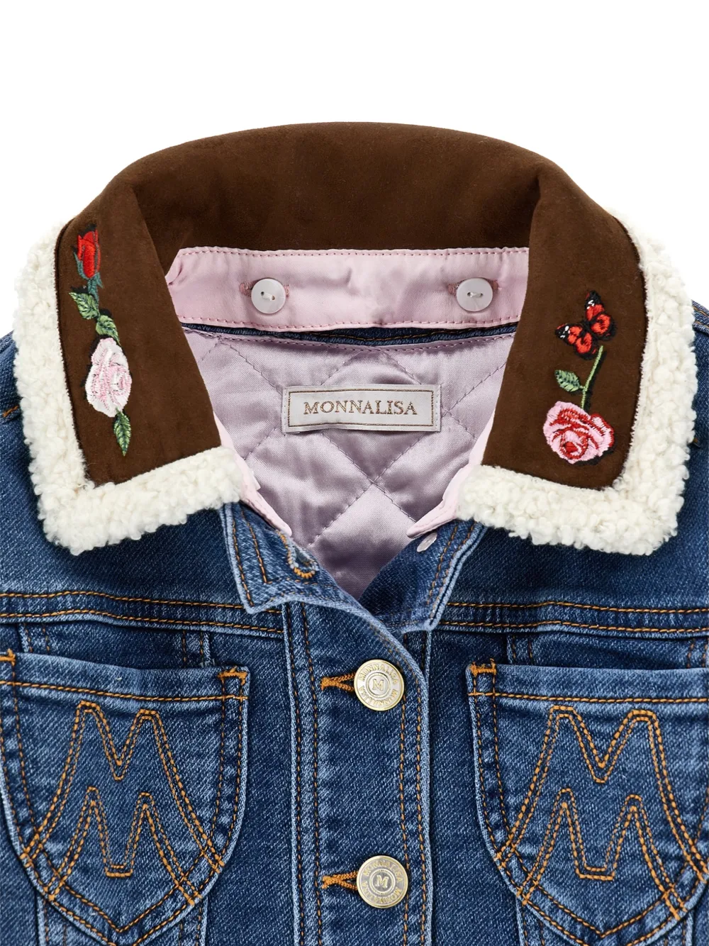 Monnalisa Denim jack met geborduurde patch Blauw
