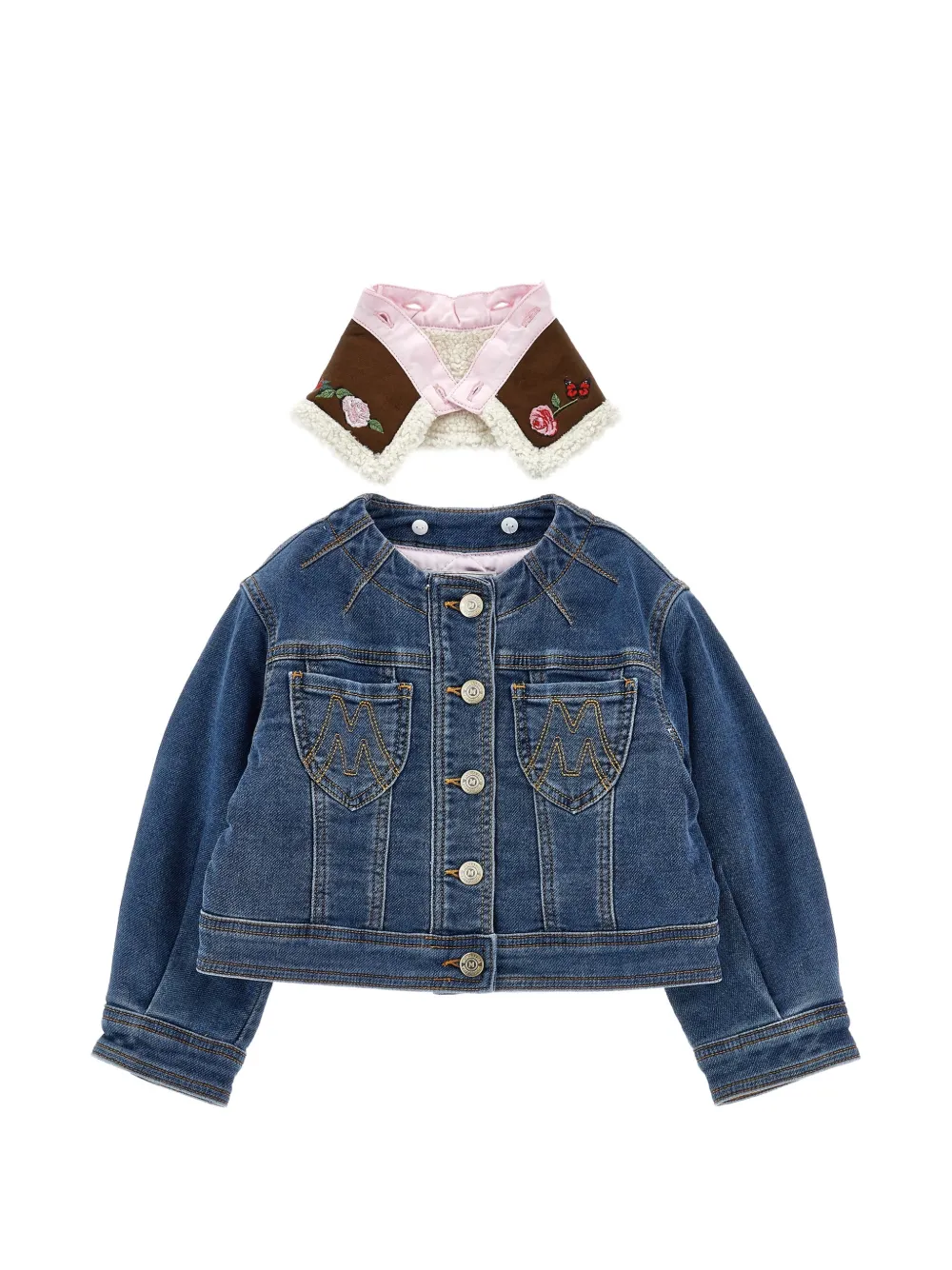 Monnalisa Denim jack met geborduurde patch Blauw
